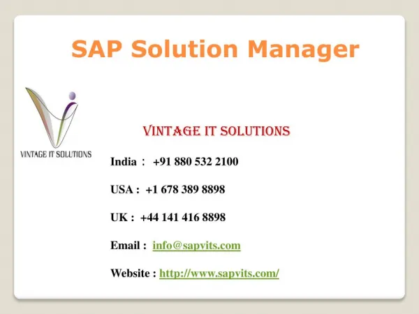 SAP Solution Manager Training Singapore