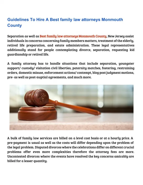 Guidelines To Hire A Best family law attorneys Monmouth County