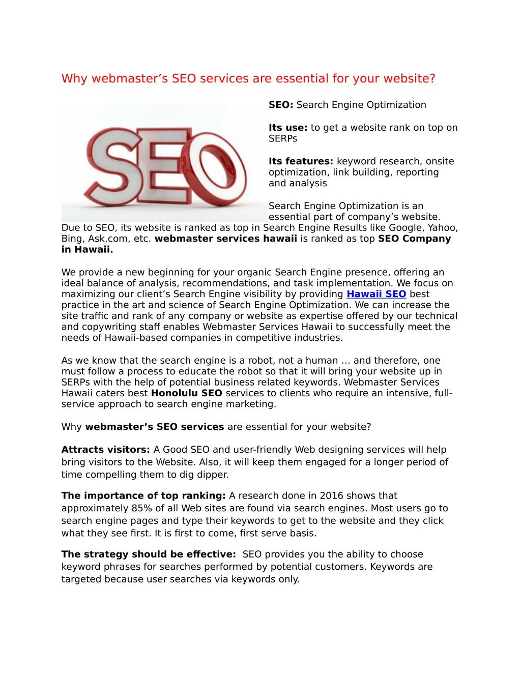 why webmaster s seo services are essential