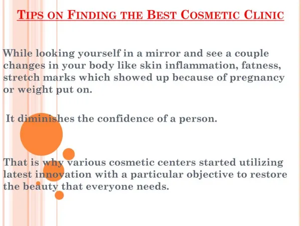 Finding the Best Cosmetic Clinic Tips