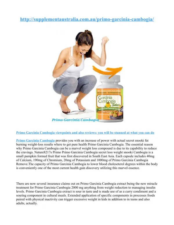 Is Primo Garcinia Cambogia is a Natural way to losse Waight ?