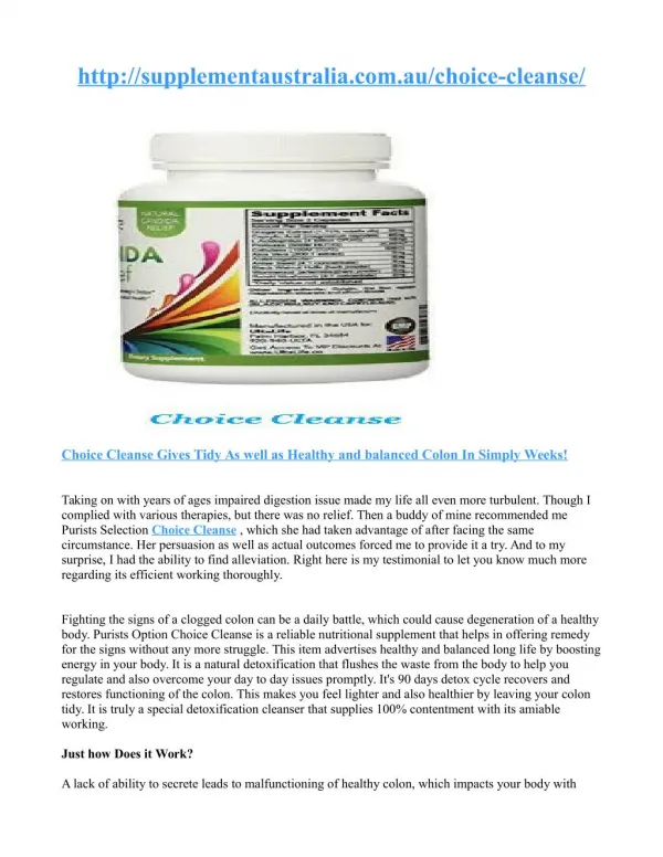 How to take Choice Cleanse ?
