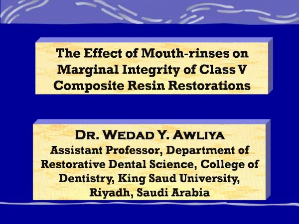 The Effect of Mouth-rinses on Marginal Integrity of Class V Composite Resin Restorations