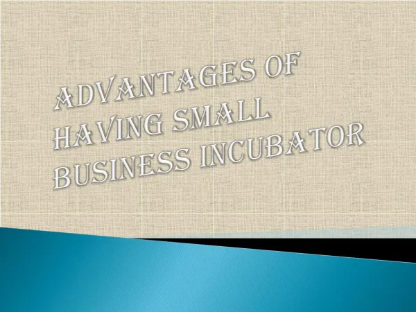 Benefits of Having Small Business Incubator