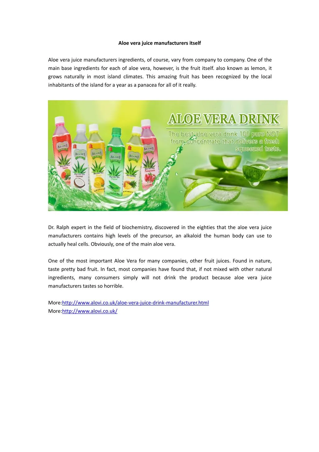 aloe vera juice manufacturers itself