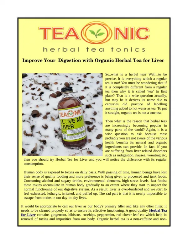 Improve Your Digestion with Organic Herbal Tea for Liver