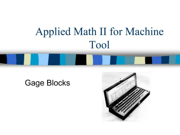 Applied Math II for Machine Tool