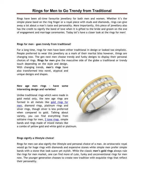Rings for Men to Go Trendy from Traditional