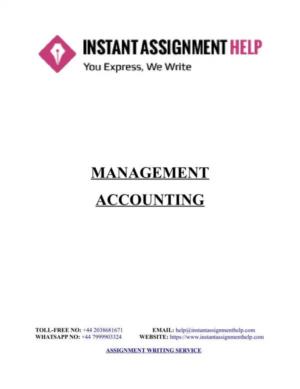 Sample Assignment on Management Accounting - Instant Assignment Help