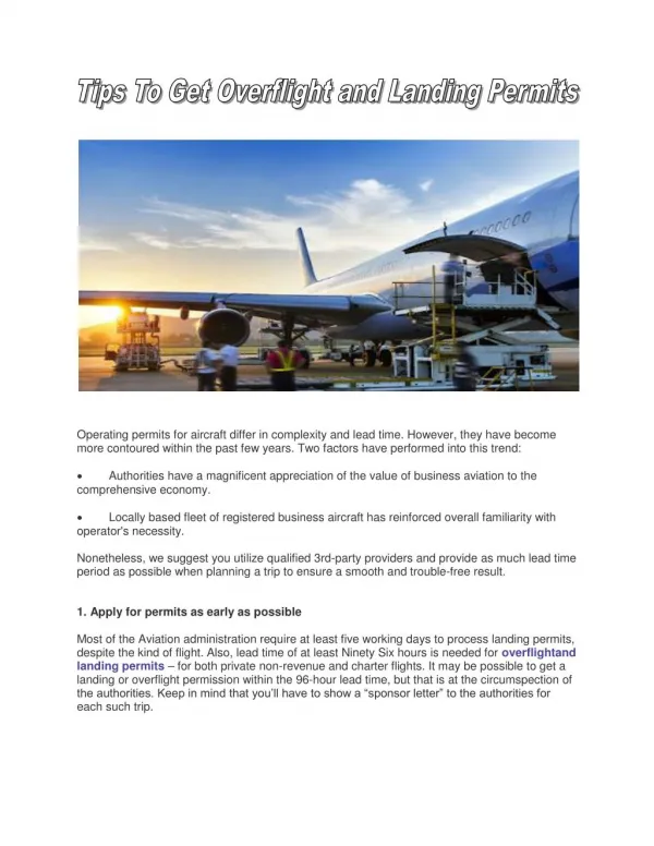 Get Overflight And Landing Permits