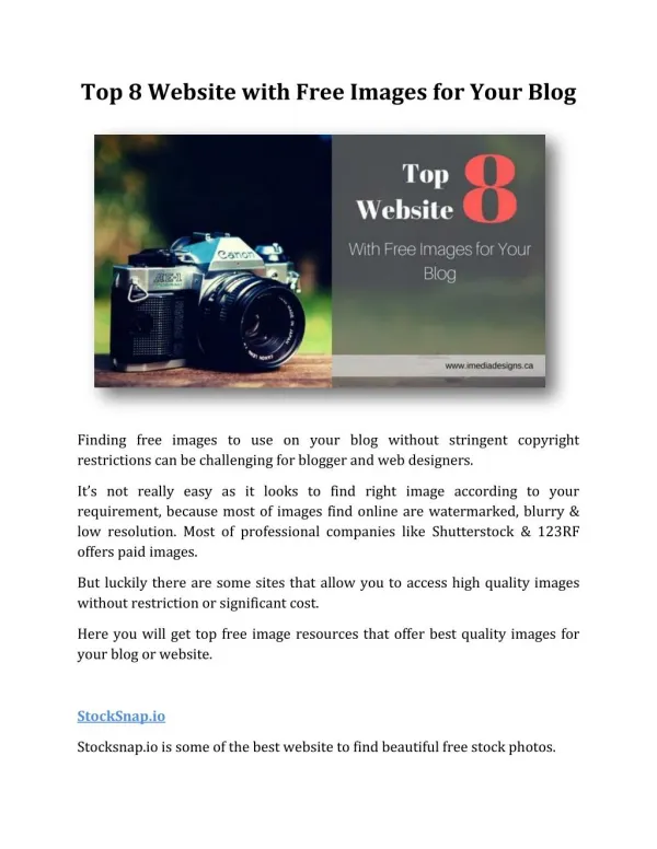 Top 8 Website with Free Images for Your Blog