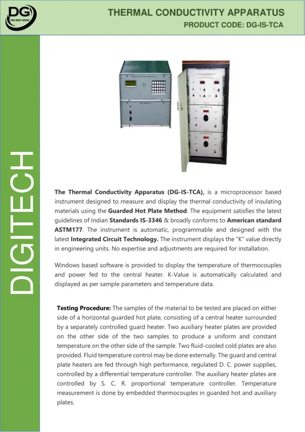 Thermal Conductivity Apparatus - Digitech Roorkee