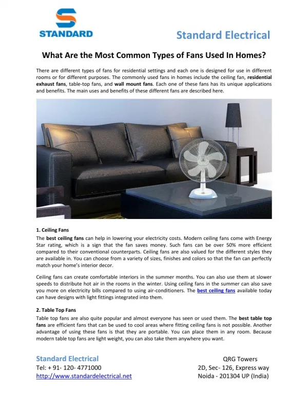 What Are The Most Common Types Of Fans Used In Homes?