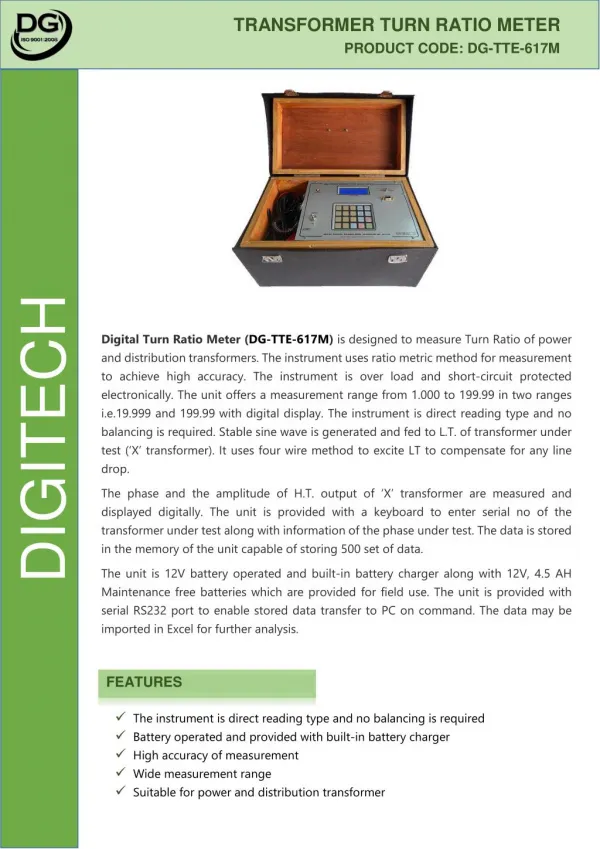 Transformer Turn Ratio Meter - Digitech Roorkee