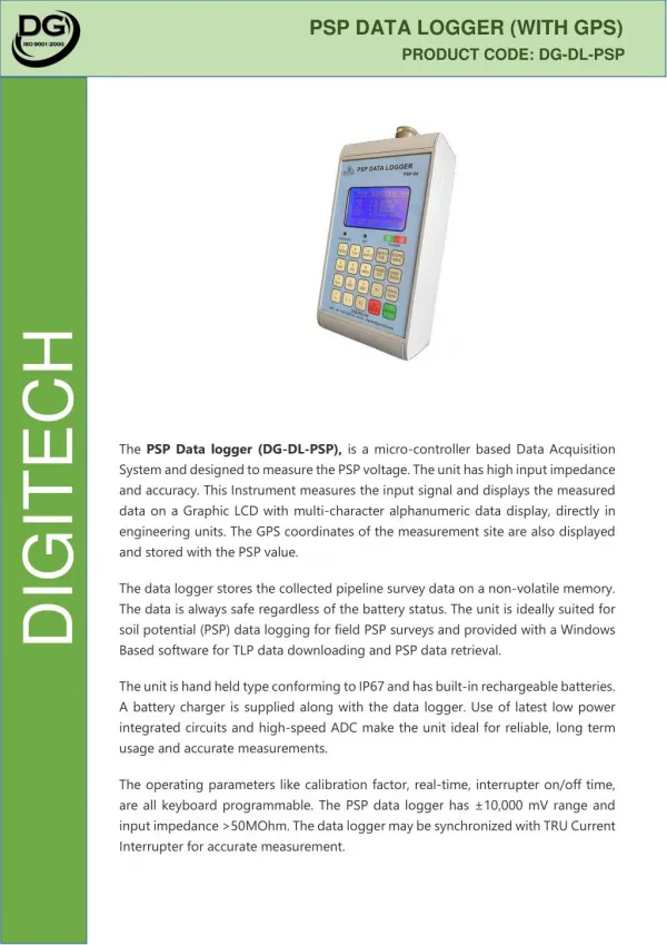 PSP Data Logger - Digitech Roorkee