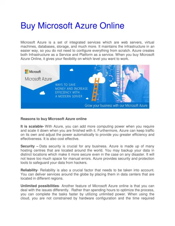 Buy Microsoft Azure Online