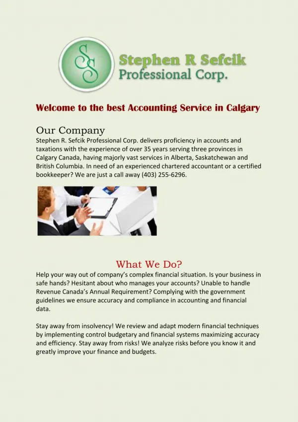 Stephen R Sefcik Professional Corporation - Calgary Accounting Services