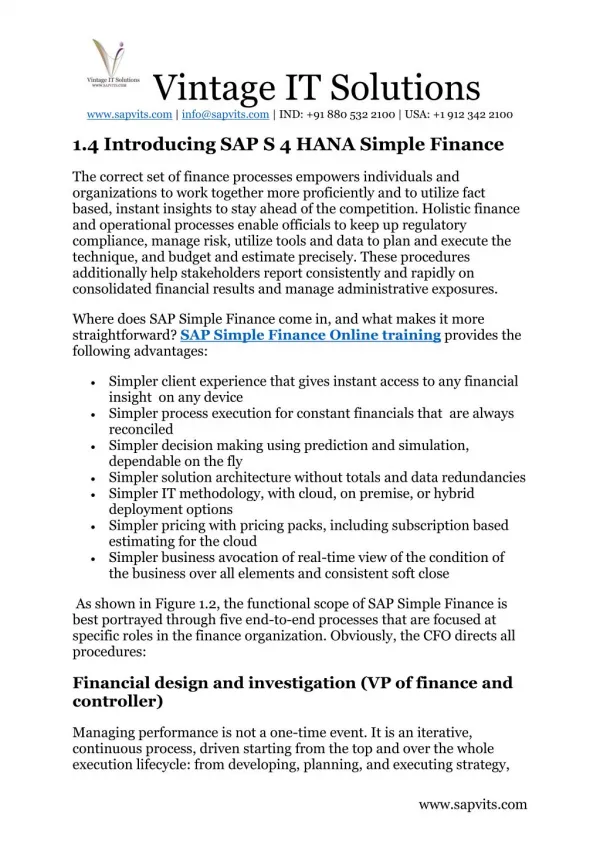 Best SAP S4 HANA Simple Finance Online Course Training