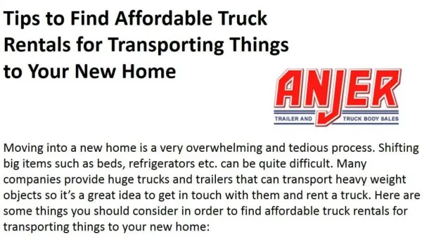 Tips to Find Affordable Truck Rentals for Transporting Things to Your New Home