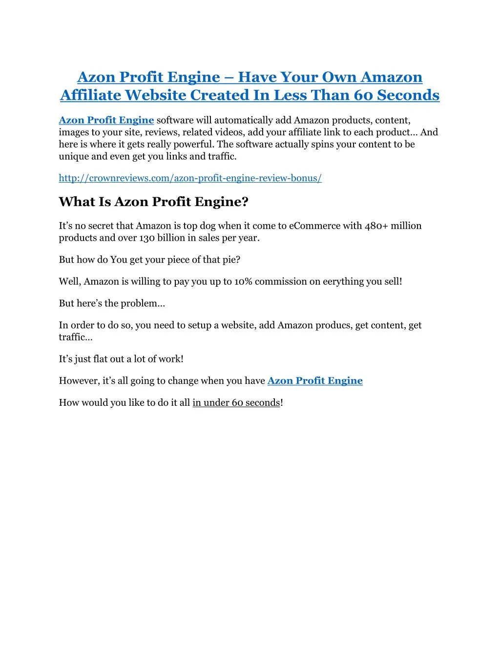 azon profit engine have your own amazon affiliate
