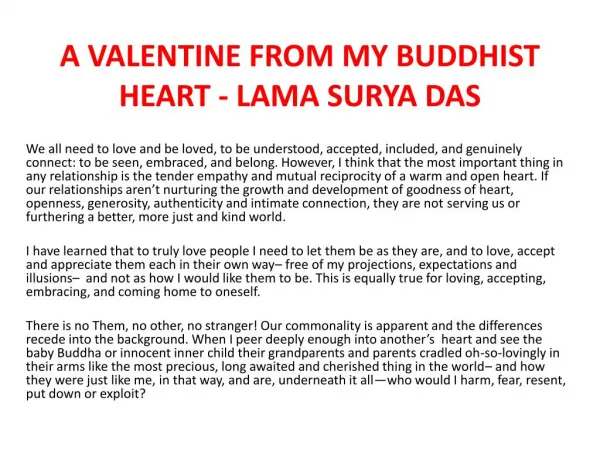 A VALENTINE FROM MY BUDDHIST HEART - LAMA SURYA DAS