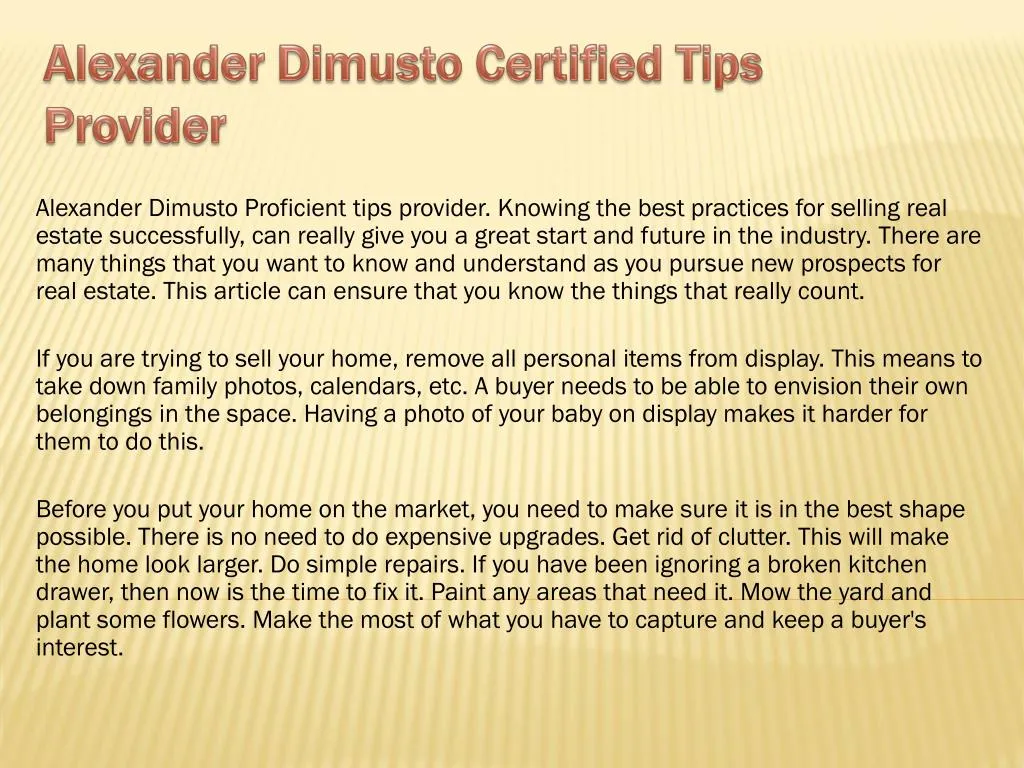 alexander dimusto certified tips provider