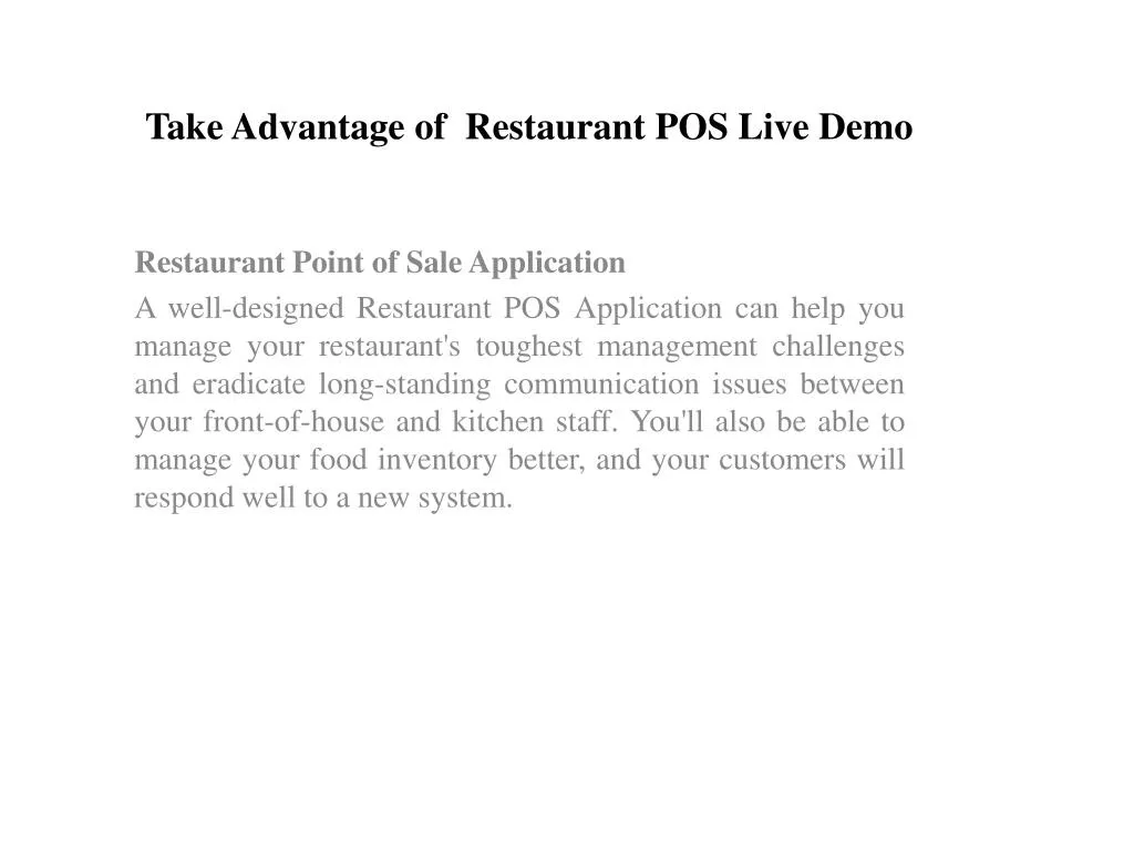 take advantage of restaurant pos live demo