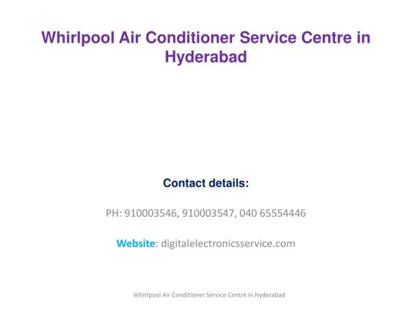 Whirlpool Air Conditioner Service Center in Hyderabad