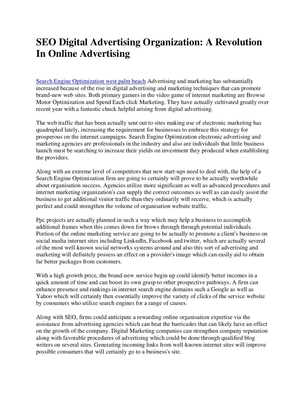 seo digital advertising organization a revolution