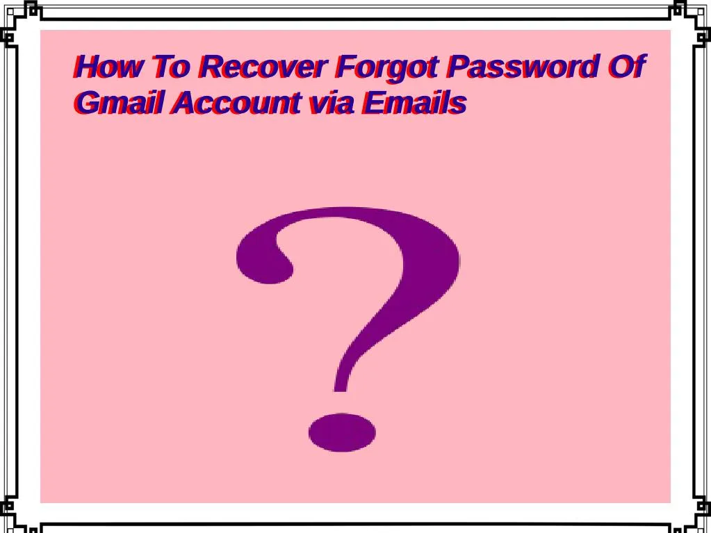 how to recover forgot password of