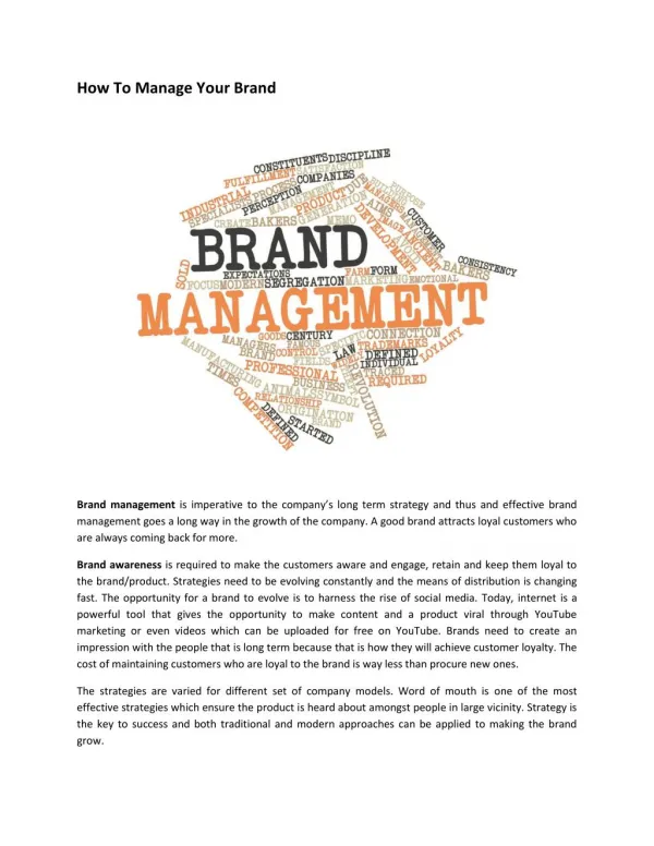 How To Manage Your Brand