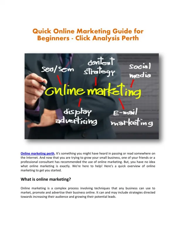 Quick Online Marketing Guide for Beginners - Click Analysis Perth