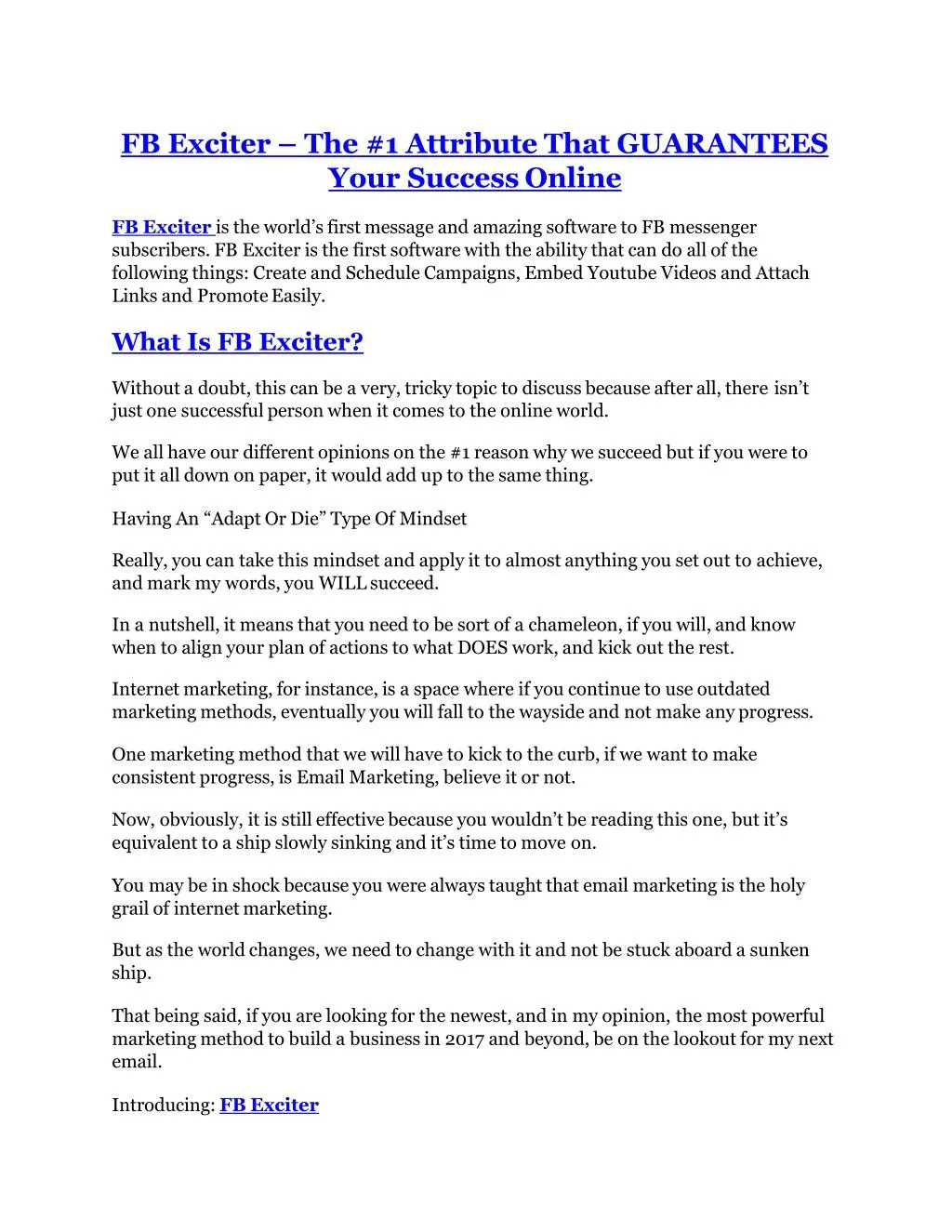 fb exciter the 1 attribute that guarantees your