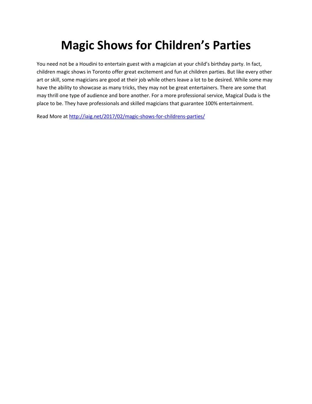 mag ic shows for children s parties