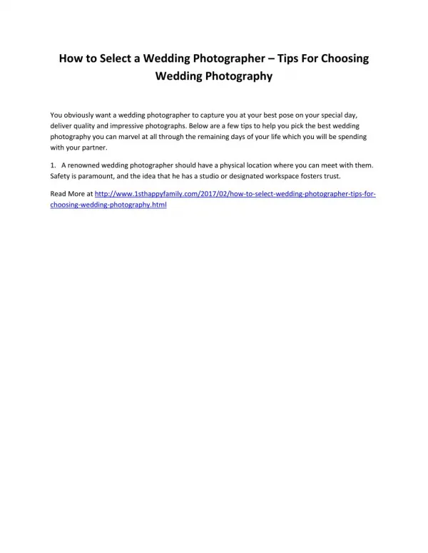 How to Select a Wedding Photographer – Tips For Choosing Wedding Photography