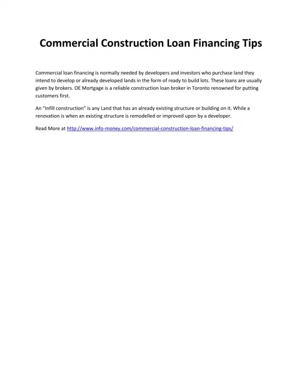 Commercial Construction Loan Financing Tips