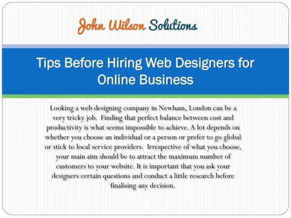 Tips Before Hiring Web Designers for Online Business