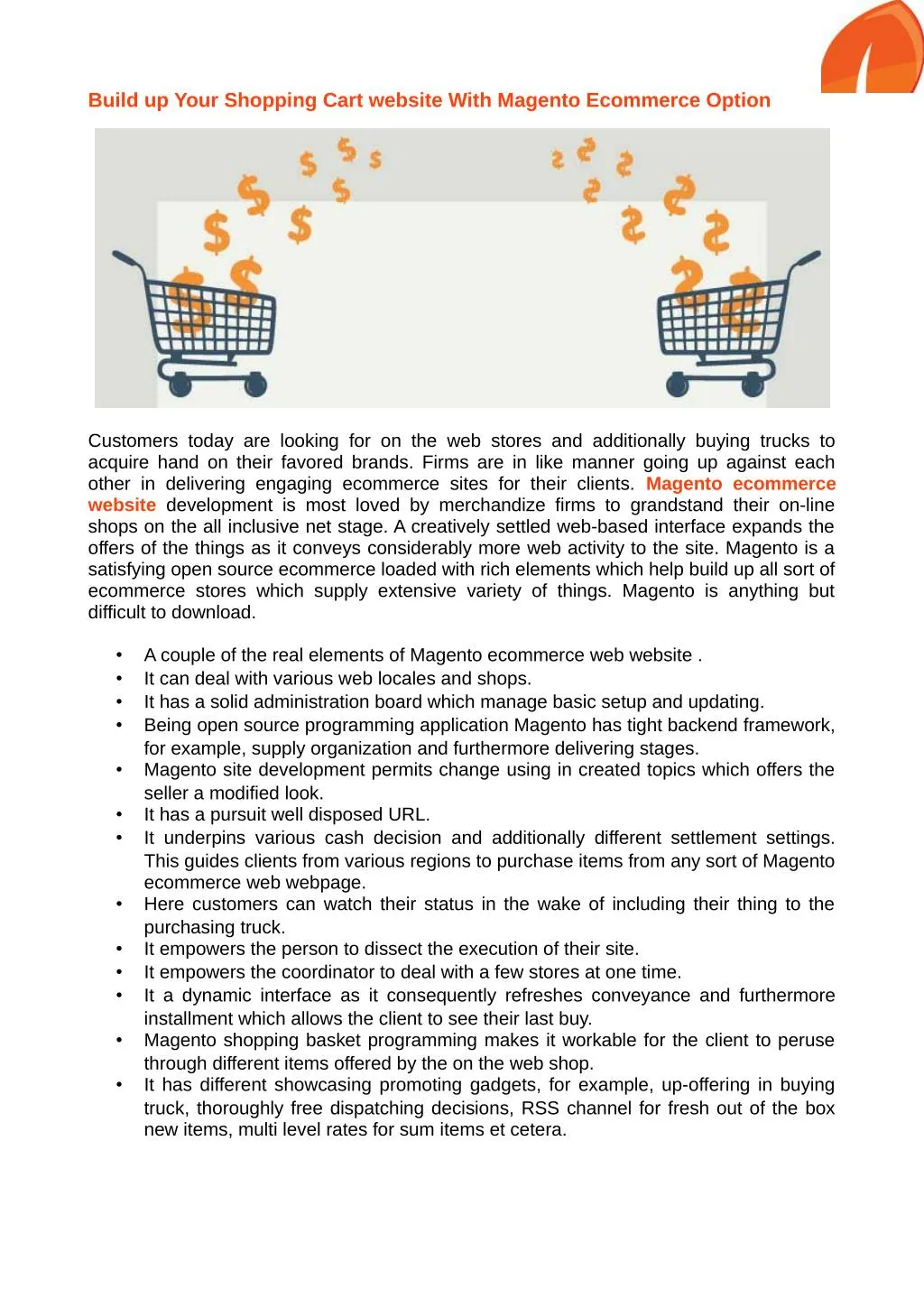 build up your shopping cart website with magento