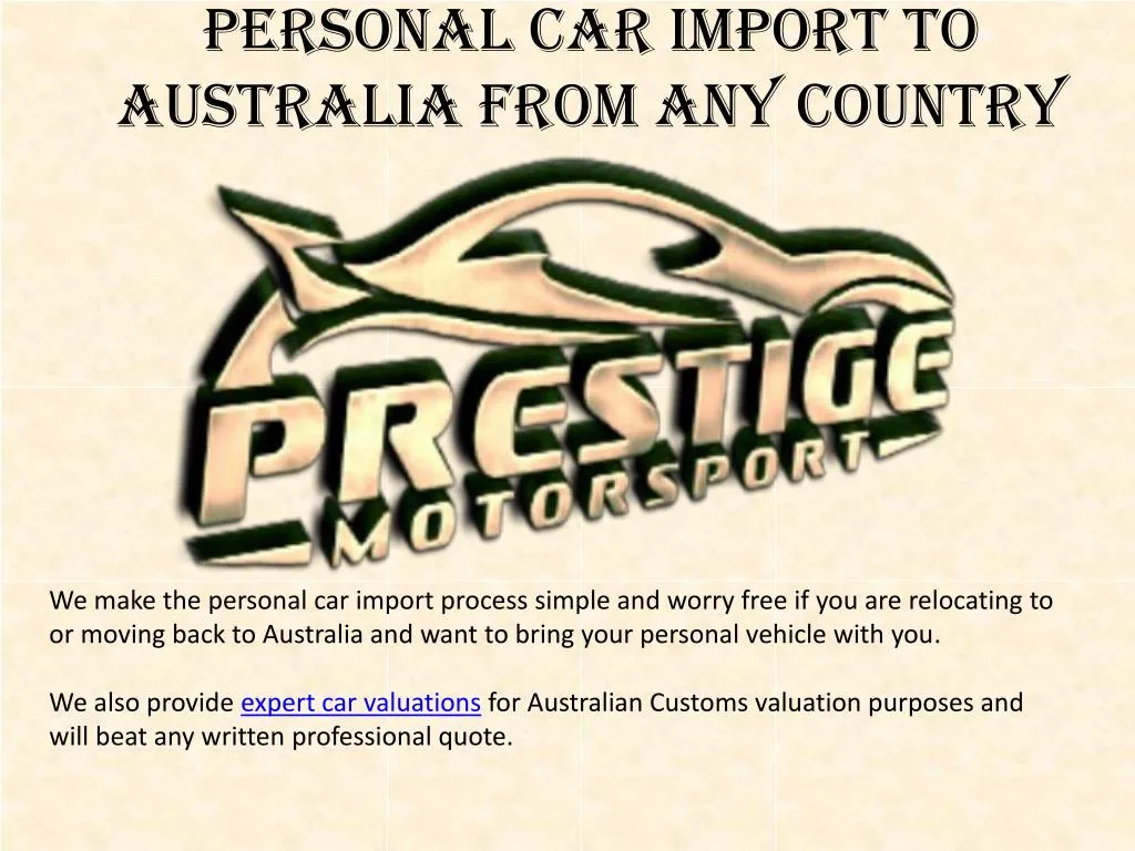 personal car import to australia from any country