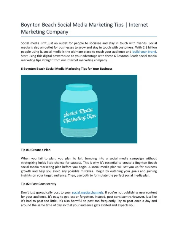 Boynton Beach Social Media Marketing Tips | Internet Marketing Company