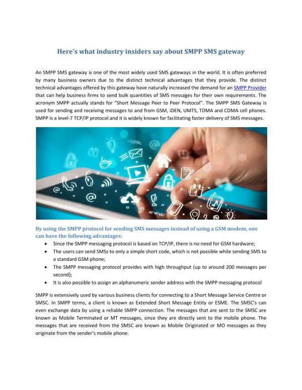 Here's what industry insiders say about SMPP SMS gateway