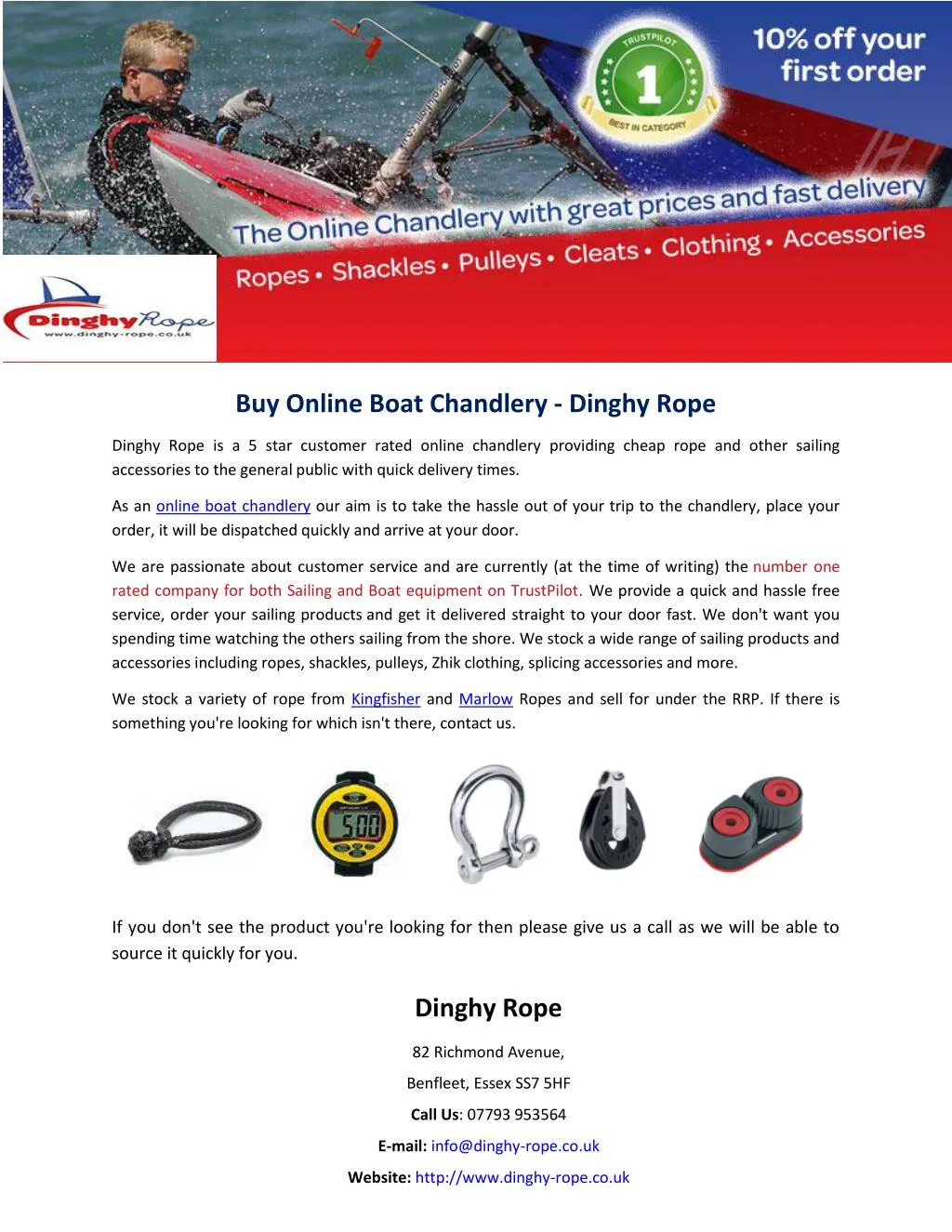 buy online boat chandlery dinghy rope