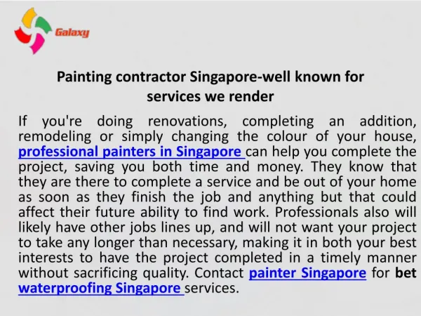 Painting Contractor Singapore-well Known for Services We Render