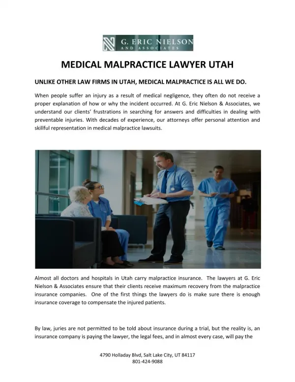 Medical Malpractice Lawyers Salt Lake city Utah