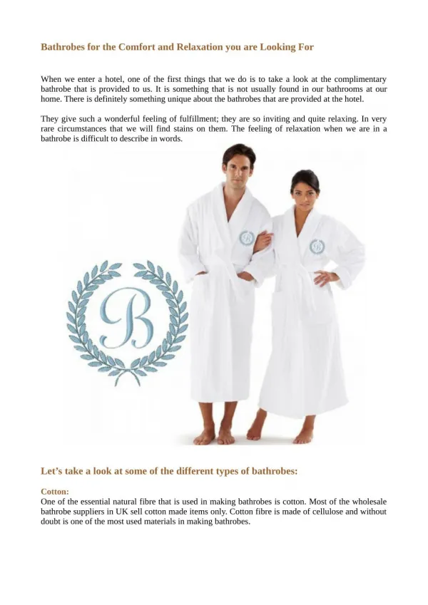 Bathrobes for the Comfort and Relaxation you are Looking For