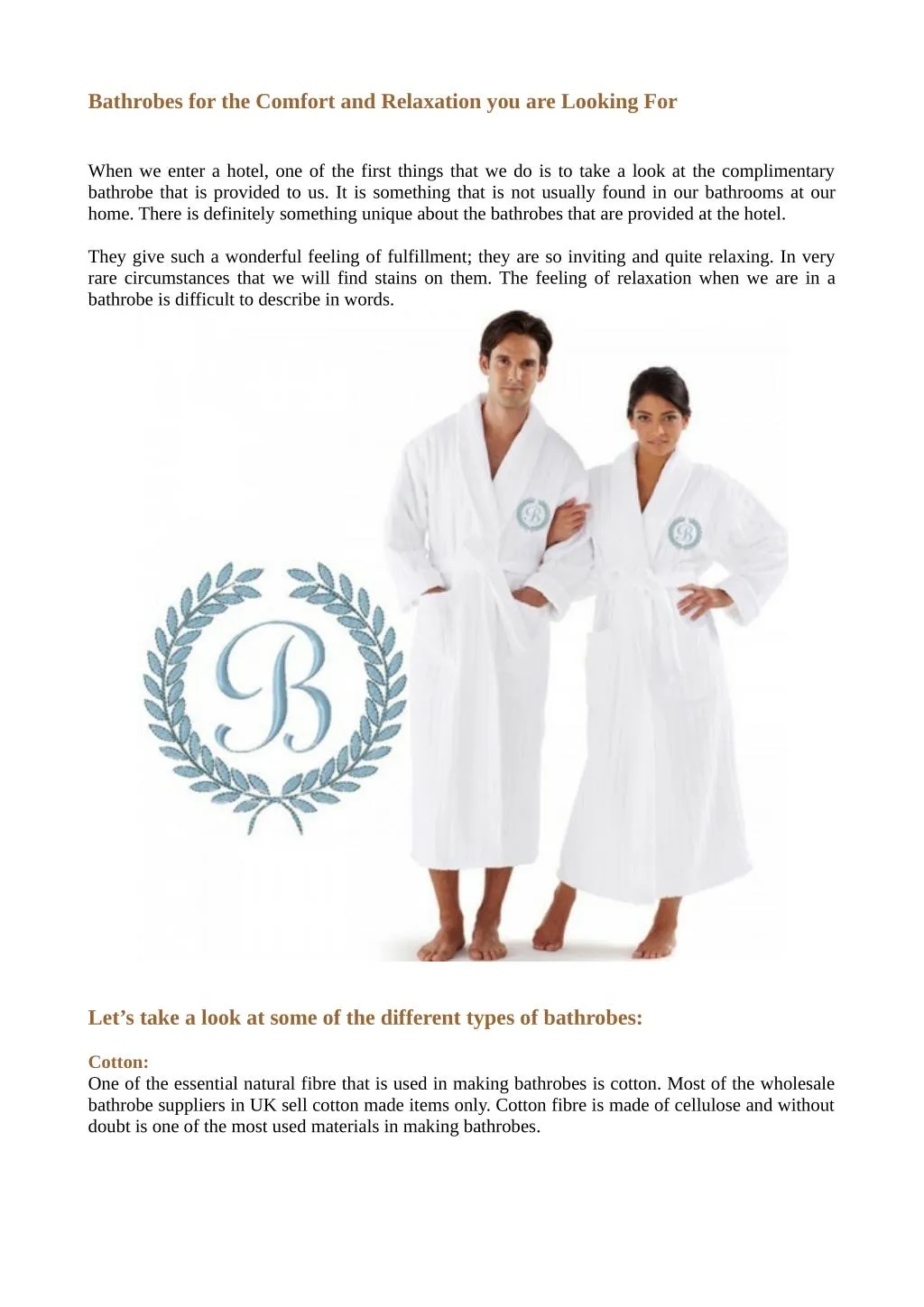 bathrobes for the comfort and relaxation