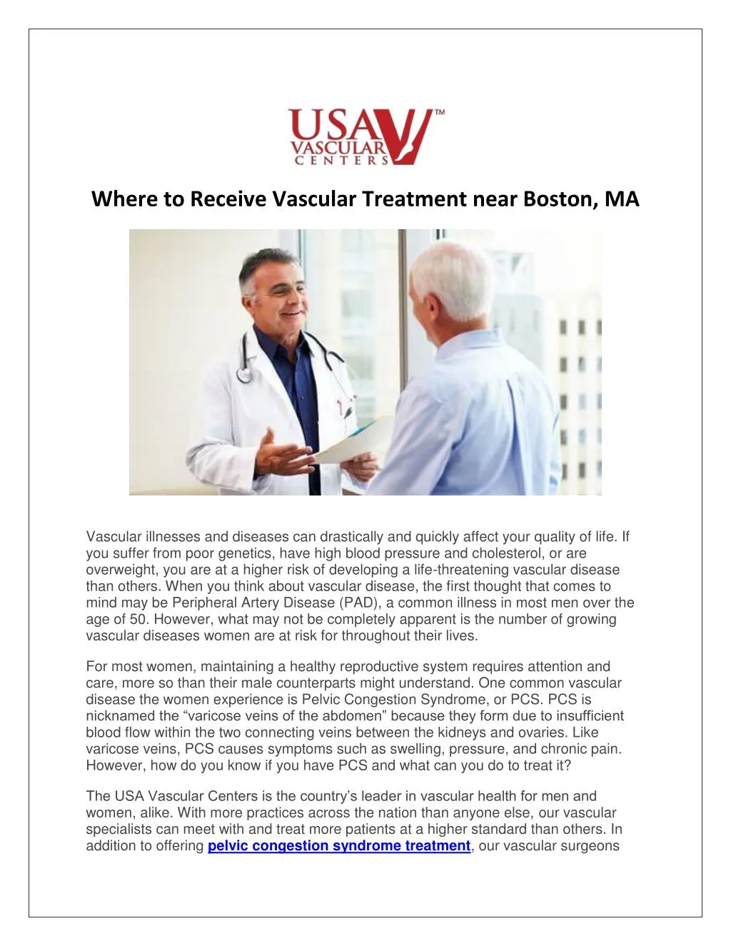 where to receive vascular treatment near boston ma