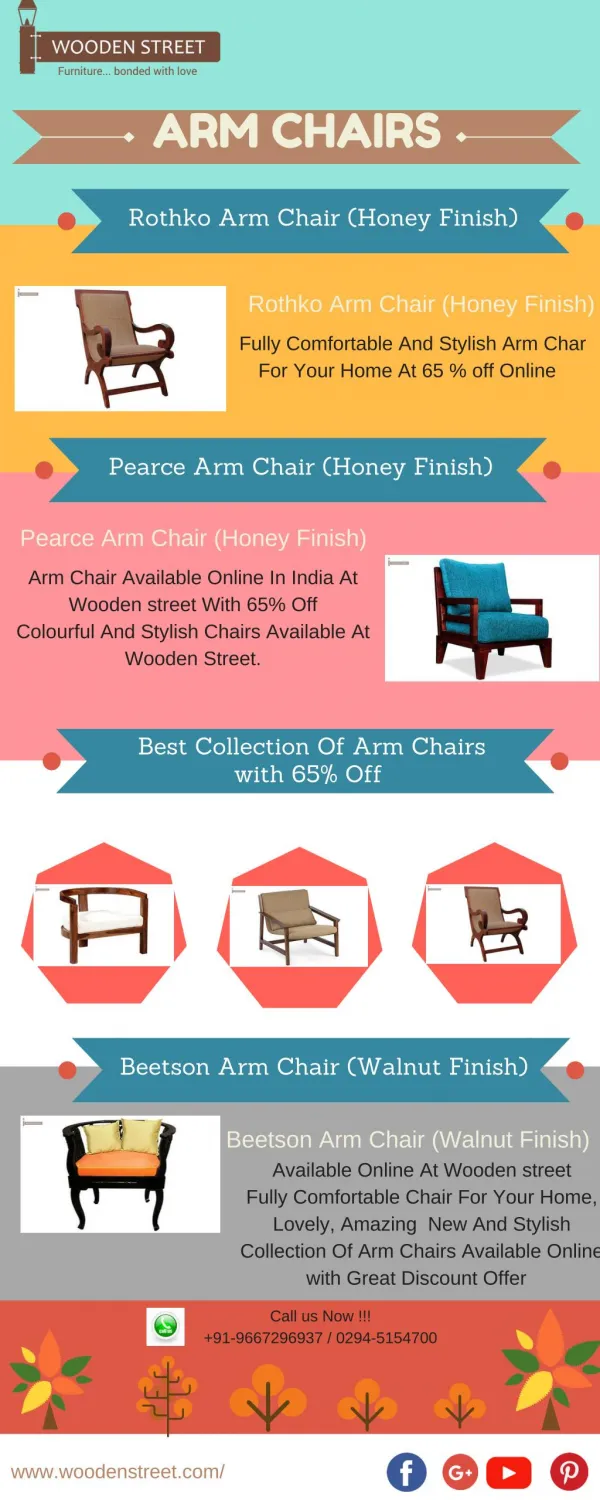 Arm Chairs For Home Online: wooden Arm Chairs With 65%off