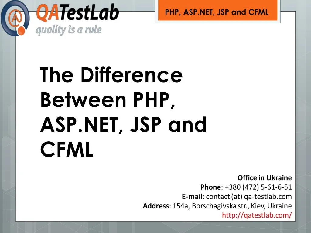 php asp net jsp and cfml