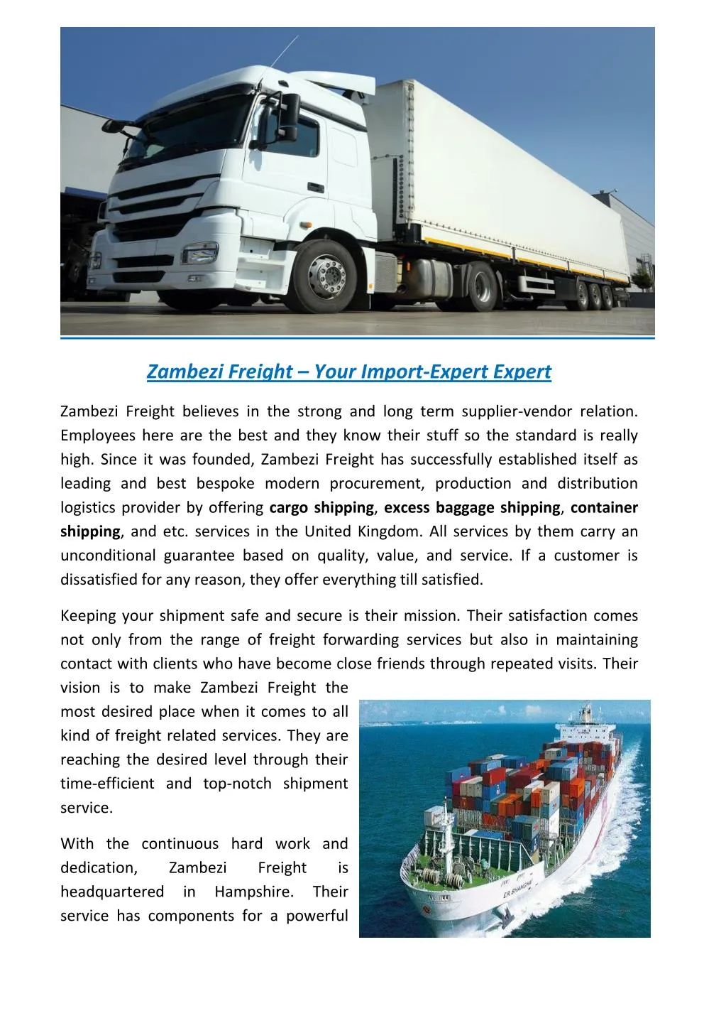zambezi freight your import expert expert